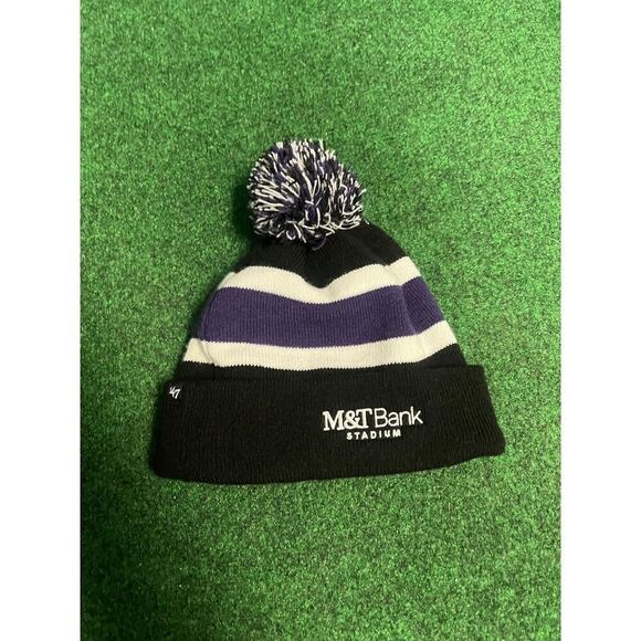 NFL Baltimore Ravens Black & Purple Beanie Skully Touque w/ Pom Pom UNISEX - Picture 2 of 3